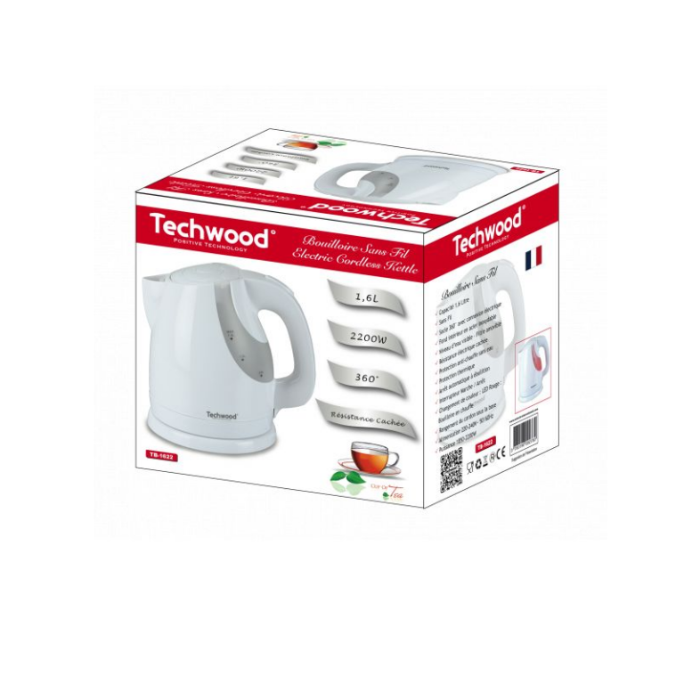 Bouilloire Sans Fil Techwood TB-1622 1.6 L Blanc Tunisie