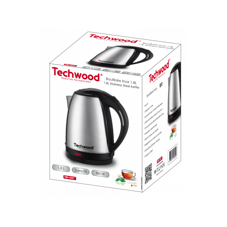 Bouilloire Sans Fil Techwood TBI-1827 1.8 L Inox Tunisie