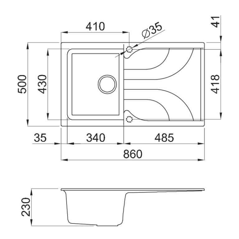 Évier Graniteck Focus F.86G Gris Tunisie