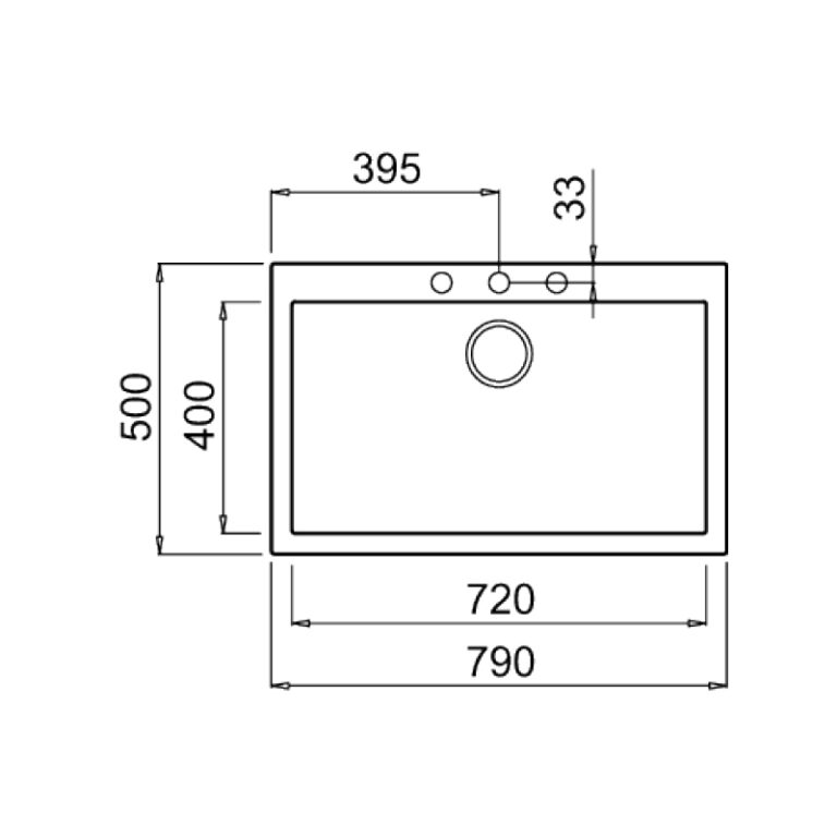 Évier Graniteck Focus QUADRA.80W Blanc Tunisie