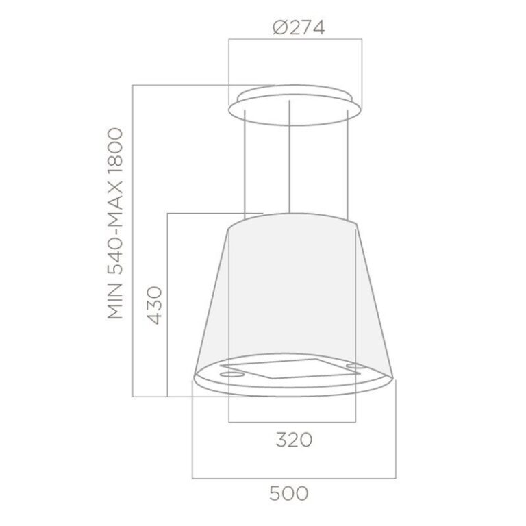 Hotte Centrale LAGO Focus 50 cm Inox Tunisie