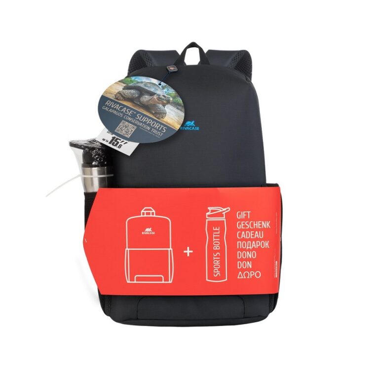 Sac à dos RIVACASE 8067 Bundle Pour Pc Portable 15.6″ Noir + Sport Bottle Tunisie