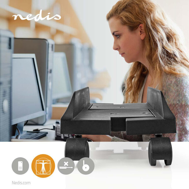 Support PC de bureau standard Nedis Largeur réglable & 4 roulettes avec frein – CSTD101BK Tunisie