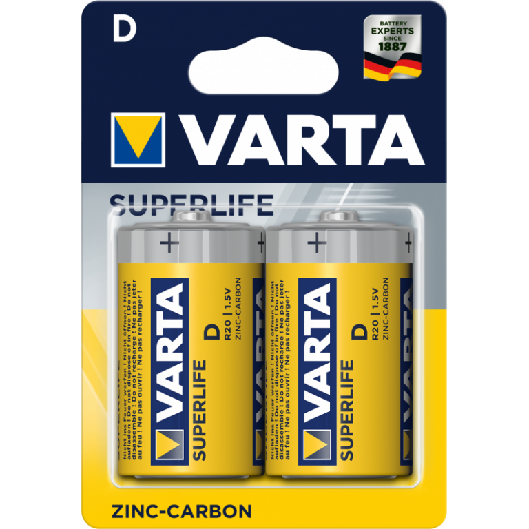 2X PILES VARTA SUPERLIFE D R20 1.5V Tunisie