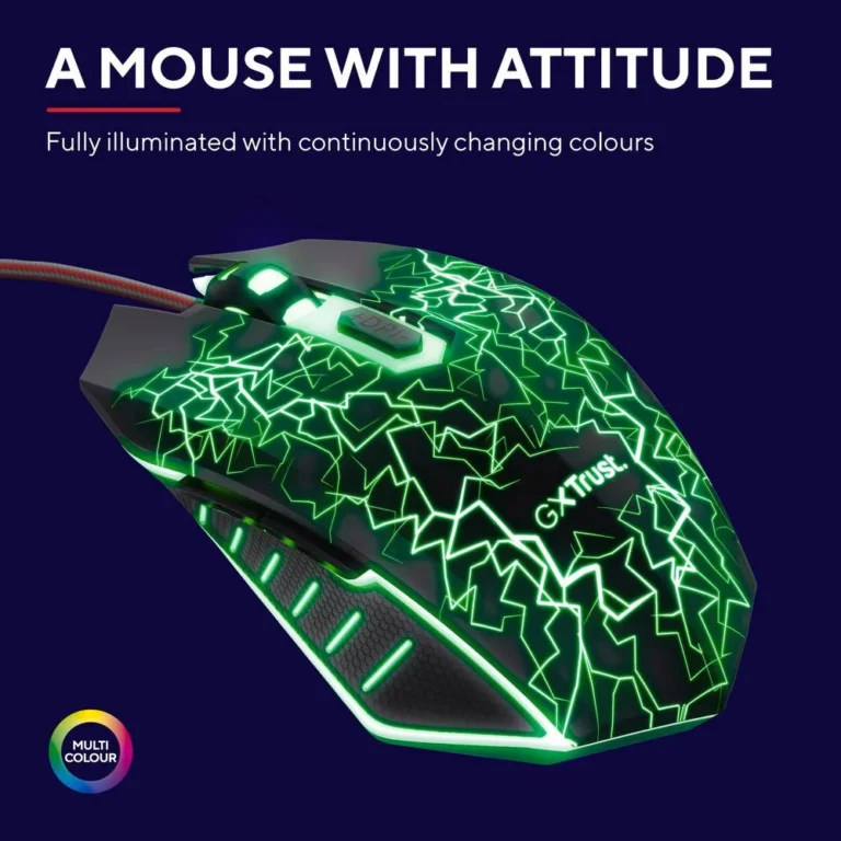 Souris Gaming Trust GXT105X IZZA filaire optique 6 Boutons 4000 dpi éclairé -Noir – 24618 Tunisie