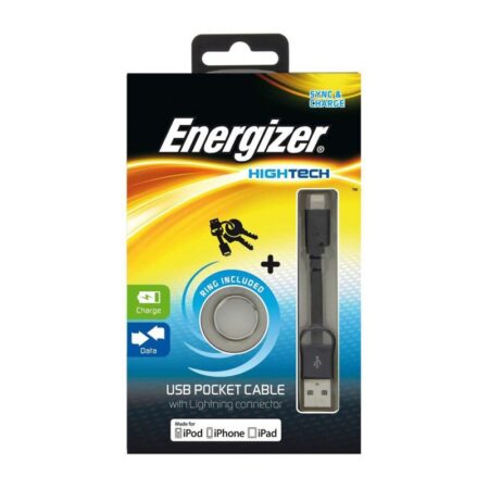 Câble de Poche USB Energizer Plat Lightning – Noir – 17478 Tunisie