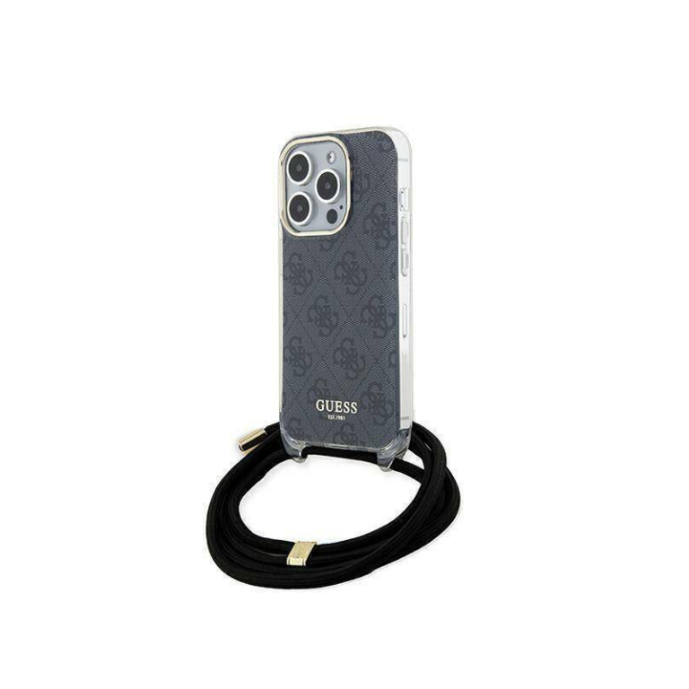 Coque d’origine Guess pour Iphone 15 Pro Max Hardcase Bandoulière 4G Logo Métal- Noir -14795 Tunisie