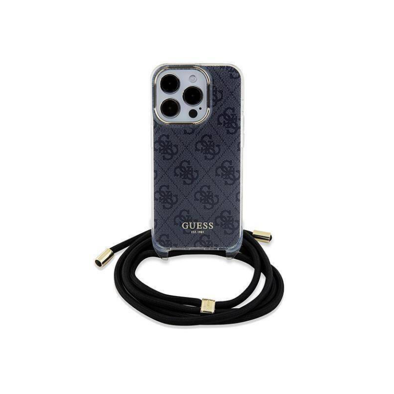Coque d’origine Guess pour Iphone 15 Pro Max Hardcase Bandoulière 4G Logo Métal- Noir -14795 Tunisie