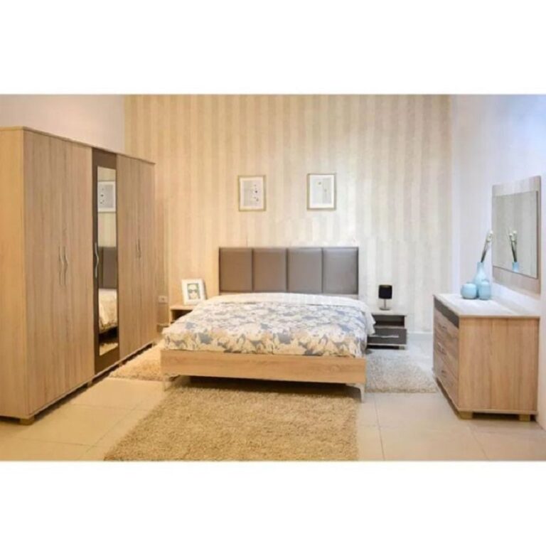 Lit Sarra Sotufab 160×200 Cm – Chêne Brut & Moka – CHA34CB/MK500 Tunisie