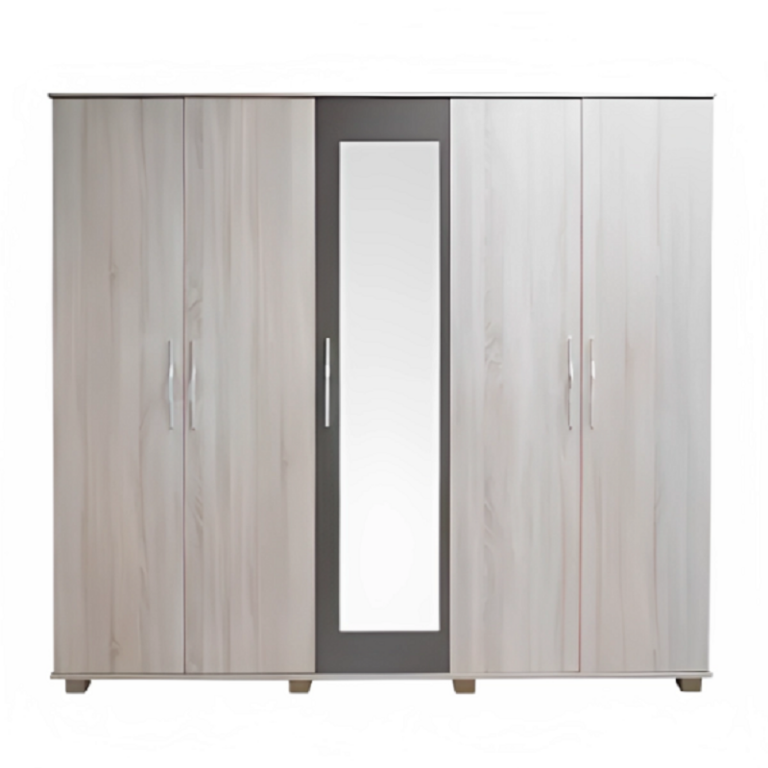 Penderie Sarra Sotufab 5 Portes – Chêne Brut & Moka – CHA34CB/MK200 Tunisie