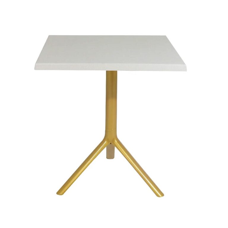 Table Bistrot Noa 3 Pieds 70×70 Cm Werzalit Socle Peinture Doré Sotufab – Blanc Rotin – TBIS144DR Tunisie