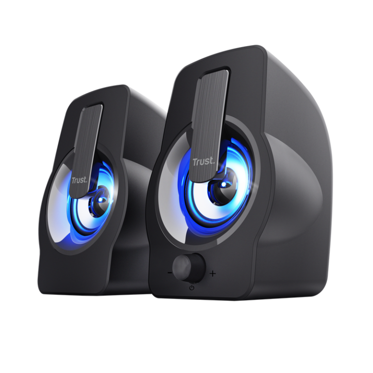 Enceintes Trust Gemi Rgb Subwoofer 2.0 À Éclairage Led Rvb 12W – Noir – 22948 Tunisie