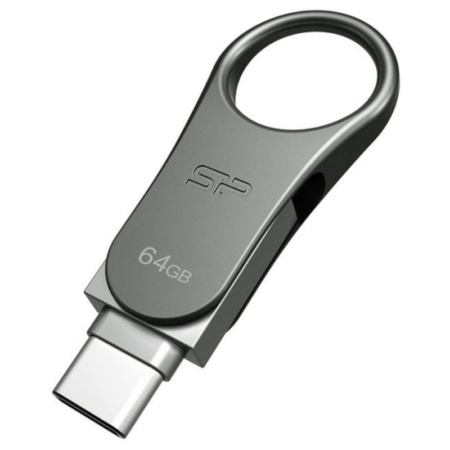 Clé Usb Silicon Power C80 64go Otg Usb 3.2 Type C – Titanium – SP064GBUC3C80V1S Tunisie