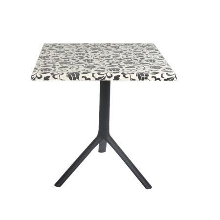 Table Bistrot Noa 3 Pieds 70×70 Cm Werzalit Socle Peinture Noir Sotufab – Blanc Fleur Noir – TBIS144NR Tunisie