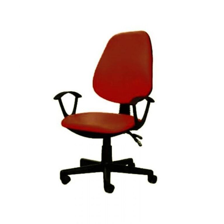 Chaise Secretariat Simili Cuir Noir + Accoudoirs – Rouge Bordeau – CHB0007RGB Tunisie