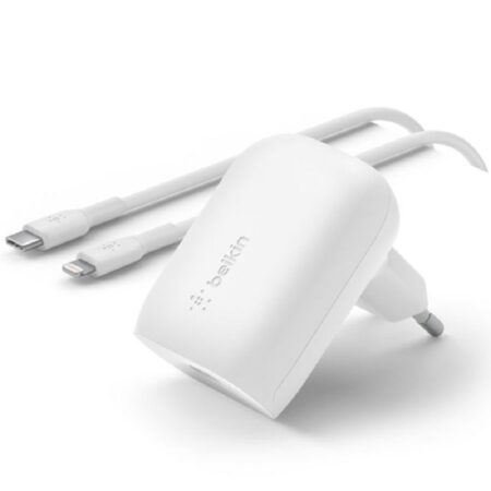 Chargeur Belkin Boost Charge 30W PD Avec Cable PPS USB-C Vers Lightning – Blanc – WCA005VF1MWH-B5 Tunisie