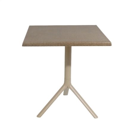 Table Bistrot Noa 3 Pieds 70×70 Cm Werzalit Socle Peinture Grège Sotufab – Noyer Rotin – TBIS144GR Tunisie