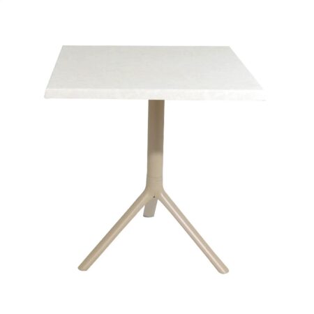 Table Bistrot Noa 3 Pieds 70×70 Cm Werzalit Socle Peinture Grège Sotufab – Blanc Fleur – TBIS144GR Tunisie