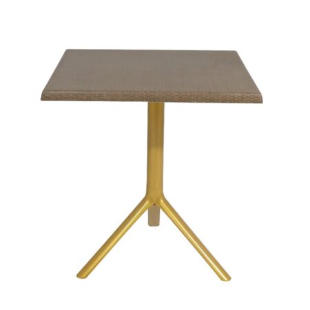 Table Bistrot Noa 3 Pieds 70×70 Cm Werzalit Socle Peinture Doré Sotufab – Noyer Rotin – TBIS144DR Tunisie