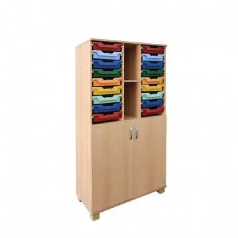 Rangement A 18 Bacs En Plastique + 2 Portes Sotufab – Hêtre – MA20 Tunisie