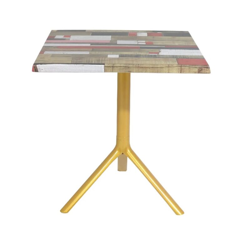 Table Bistrot Noa 3 Pieds 70×70 Cm Werzalit Socle Peinture Doré Sotufab – Redden Wood – TBIS144DR Tunisie