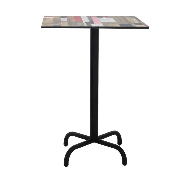 Table Haute 70×70 Cm Compact Socle Métallique Sotufab – Redden Wood – TPIZ049 Tunisie