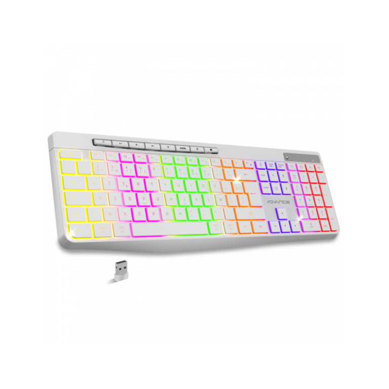 Clavier Gamer Sans Fil ADVANCE R-TYPE CLA-310 RGB Blanc – CLA-310WT Tunisie