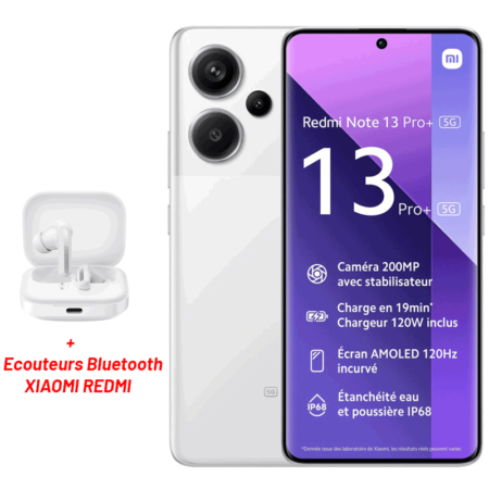 Smartphone Xiaomi Redmi Note 13 Pro+ 8Go – 256Go 5G – Blanc Tunisie