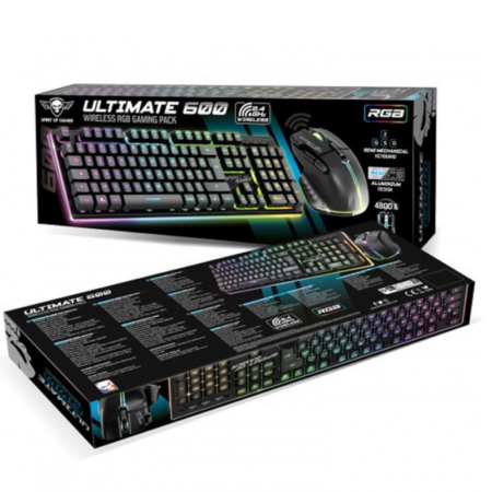 Pack Gaming Sans fil Spirit Of Gamer clavier semi mécanique + souris ULT600 RGB -Noir-CLS-MK600S-BK Tunisie