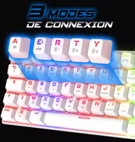 Clavier Sans Fil Mécanique Spirit of Gamer XPERT K200 DARK MECA RGB – Blanc – CLA-XK200WT Tunisie