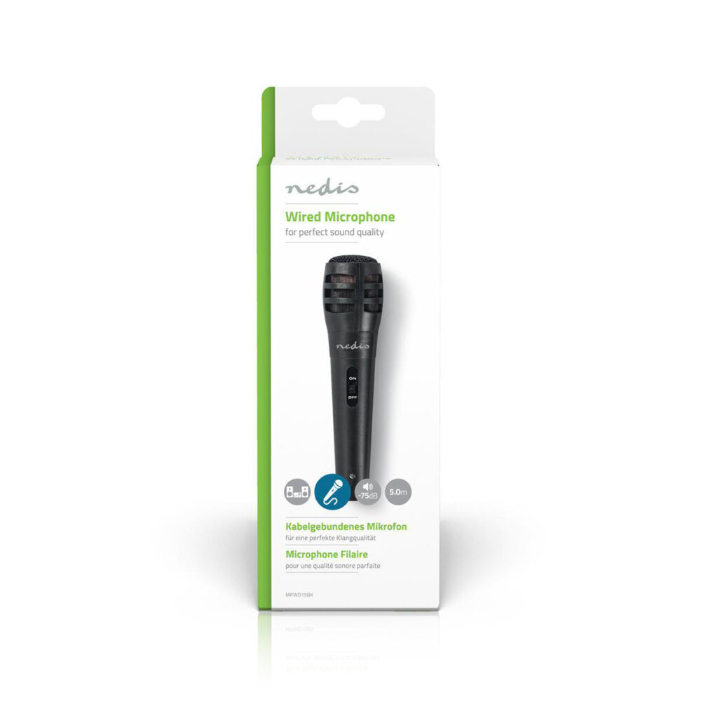 Microphone Nedis filaire Cardioïde – Noir – MPWD15BK Tunisie