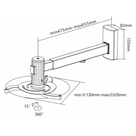 Support de Plafond pour Vidéoprojecteur SBOX 10 kg PM-105 Tunisie