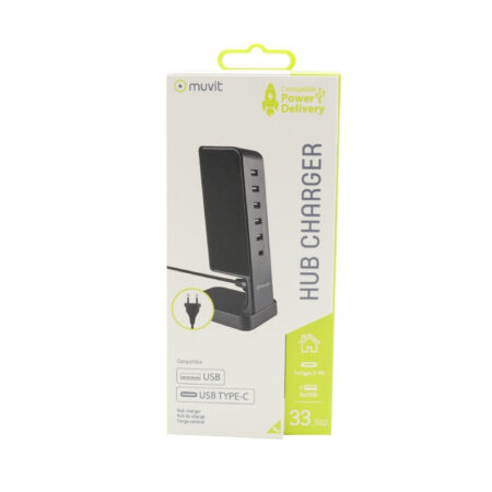 Hub De Charge Muvit 5 Usb + 1 Type-c Pd 30 Watts – Gris – MUACC0210 Tunisie