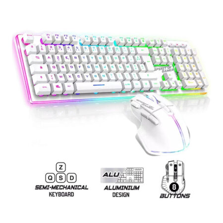 Pack Gaming Spirit Of Gamer Clavier Et Souris Gamer Filaire Ultimate 600 – Blanc – CLS-MK600WT Tunisie