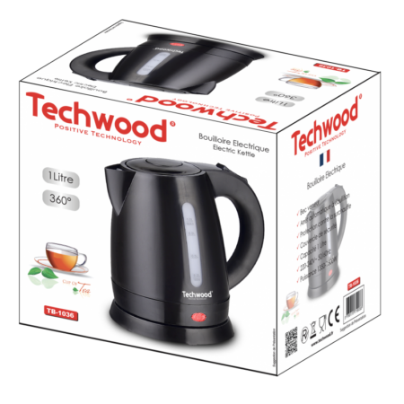 Bouilloire Électrique Techwood TB-1036 1600 W 1L Noir Tunisie