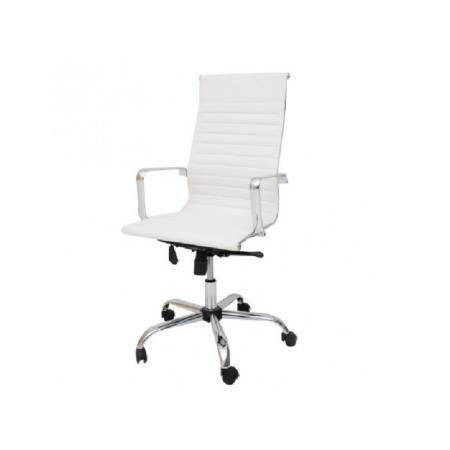 Chaise de bureau de direction Monaco HD Base Chrome – Blanc Tunisie