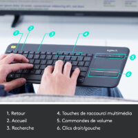 Clavier Sans Fil Logitech Wireless Touch Keyboard K400 Plus – Noir – 920-007129 Tunisie