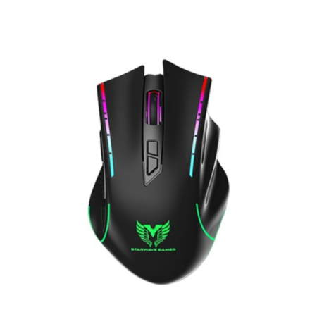 Souris Gaming Sans Fil Star Wave Rétroéclairage Rainbow – Noir – Wm1051 Tunisie