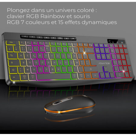 Ensemble Clavier Et Souris Gamer Sans Fil Advance R-type Cls-3100 Rgb – Noir -CLS-3100BK Tunisie