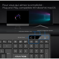 Ensemble Clavier Et Souris Gamer Sans Fil Advance R-type Cls-3100 Rgb – Noir -CLS-3100BK Tunisie