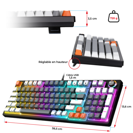 Clavier Gamer Filaire Spirit Of Gamer Xpert K350 Rgb Switch Marron Gris – CLA-XK350GR Tunisie