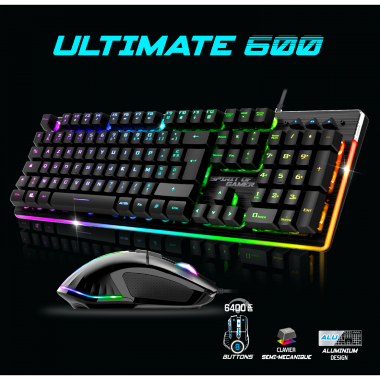 Ensemble Clavier et Souris Gamer Filaire SPIRIT OF GAMER ULTIMATE Noir – CLS-MK600BK Tunisie
