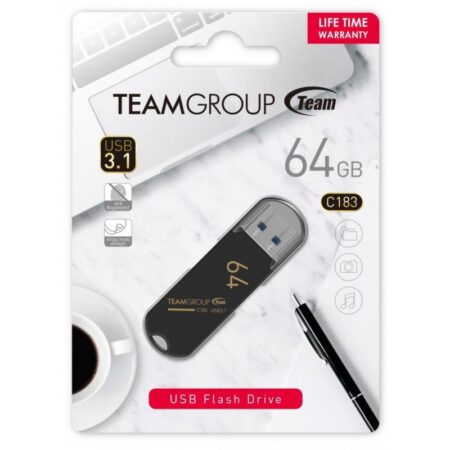 Clé Usb Teamgroup C183 64 Go Usb 3.1 – Noir – TC183364GB01 Tunisie