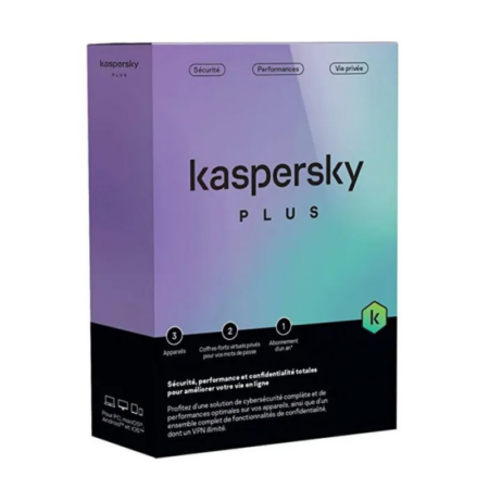 Antivirus Kaspersky Plus 3 Postes Equivalent Total / 1an- KL10428BCFS-SLIMMAG Tunisie