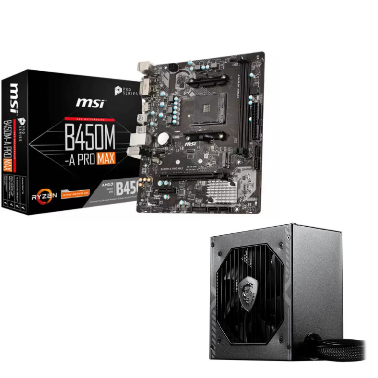 Pack Gamer Boîte d’alimentation Msi Mag A650dn & Carte Mère Msi B450m-a Pro Max II -PK-A650DN-B450m Tunisie