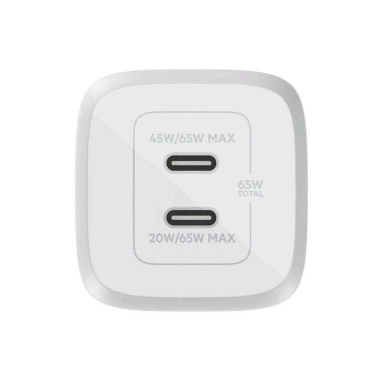 Chargeur Secteur Belkin Boostcharge Pro Double Port Usb-c Gan Avec Technologie Pps 65 W- Blanc -wch013vfwh Tunisie