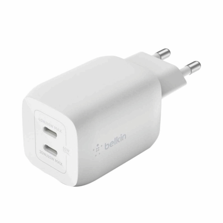 Chargeur Secteur Belkin Boostcharge Pro Double Port Usb-c Gan Avec Technologie Pps 65 W- Blanc -wch013vfwh Tunisie