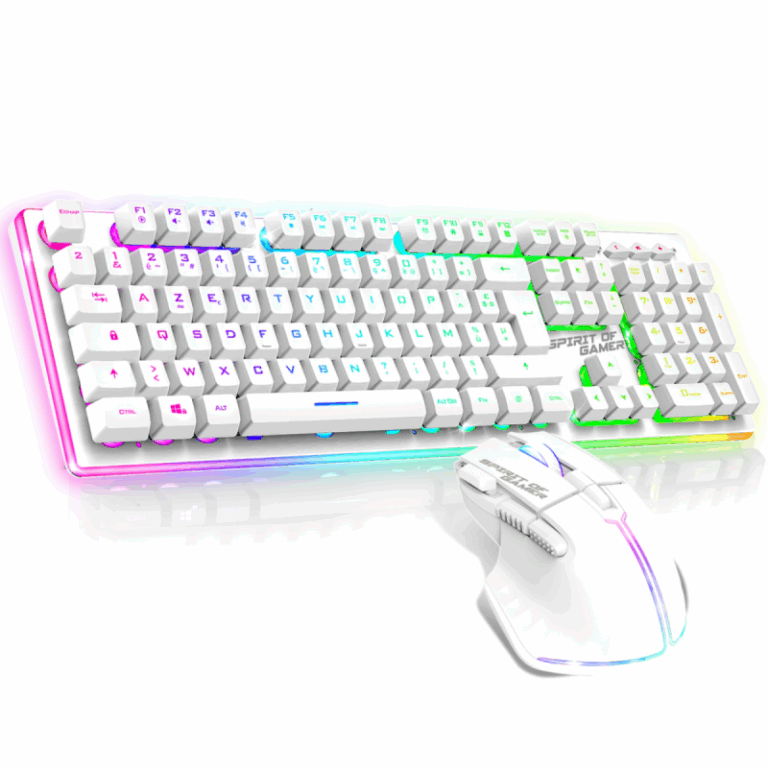 Pack Gaming Sans fil  Spirit Of Gamer clavier semi mécanique + souris ULT600 RGB -Blanc – CLS-MKH600S-WT Tunisie