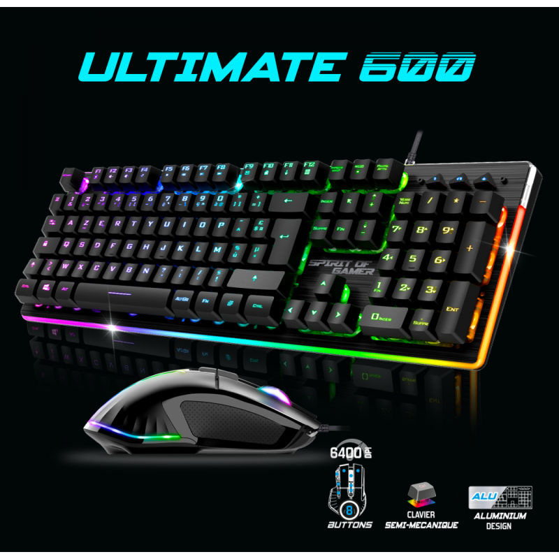 Ensemble Clavier et Souris Gamer Filaire  Spirit Of Gamer Ultimate  Noir – CLS-MK600BK Tunisie