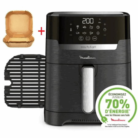 Friteuse Grill Sans Huile 2en1 Moulinex Avec Afficheur EZ505810 4.2 L Noir Tunisie